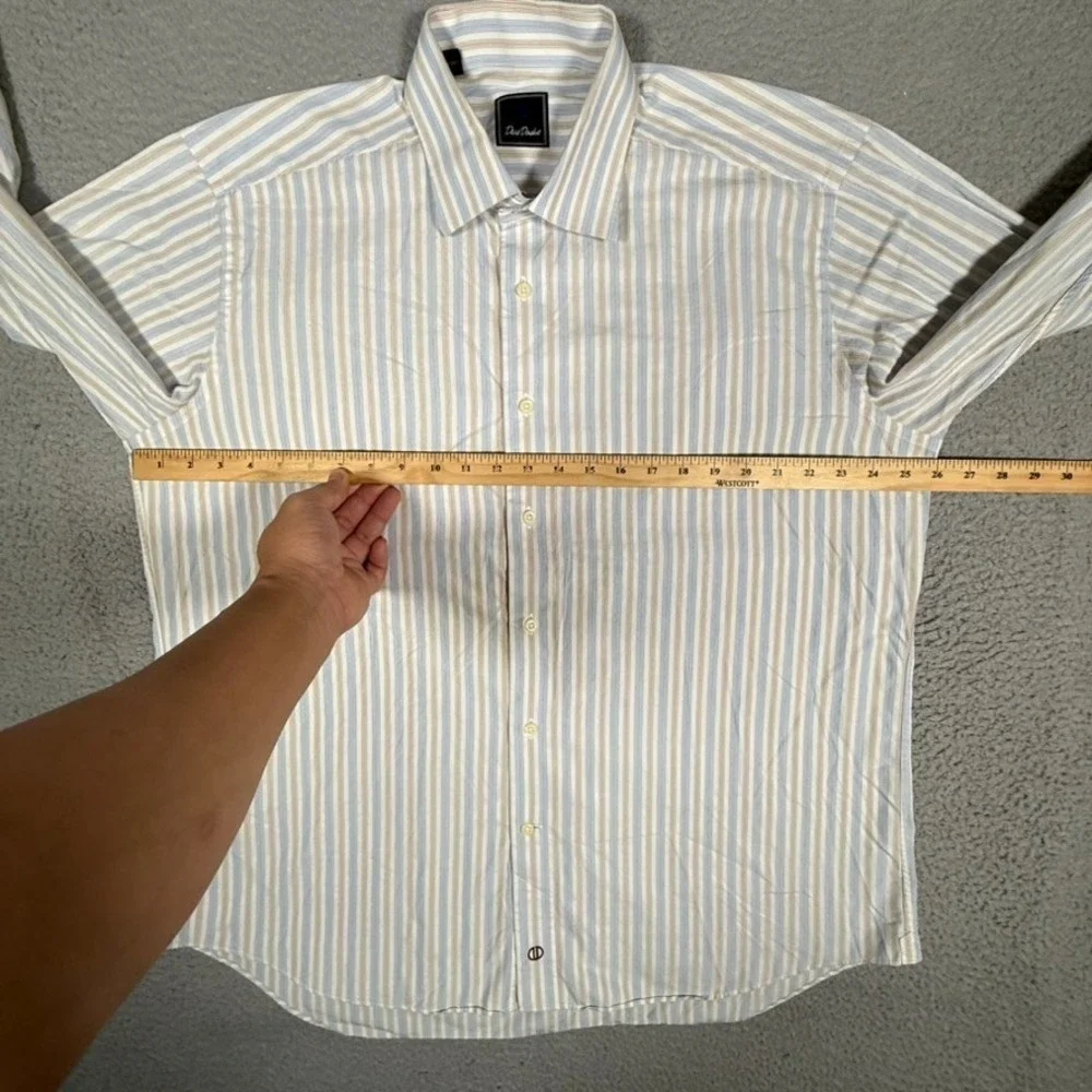 David Donahue Shirt Mens 17.5 34/35 Striped Casual Preppy Button Up Dress Cotton